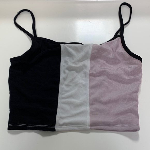 Pink, white, and black crop top. Never worn. - Picture 1 of 7